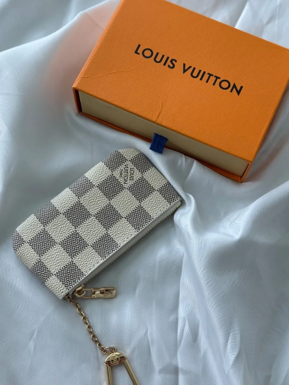 Louis Vuitton Damier Azur Pochette Clés Key Pouch Coin Purse Card Holder